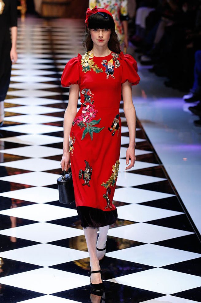 Milan, IT -  - A model walks the runway at the Dolce n Gabbana Fall/Winter 2016 fashion show during Milan Fashion Week.